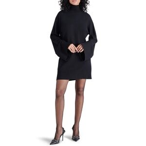 NWT Steve Madden Gretta Turtleneck Long Sleeve Black Sweater Mini Dress Size L